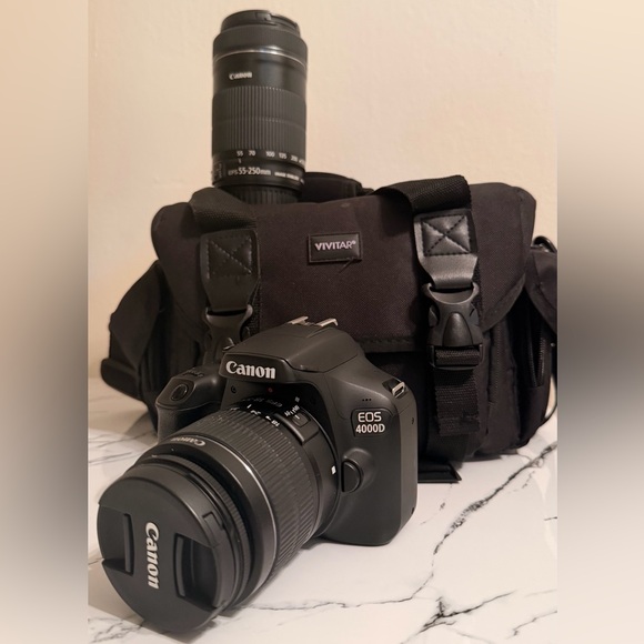 Canon EOS 4000D Camera Set with Black Bag